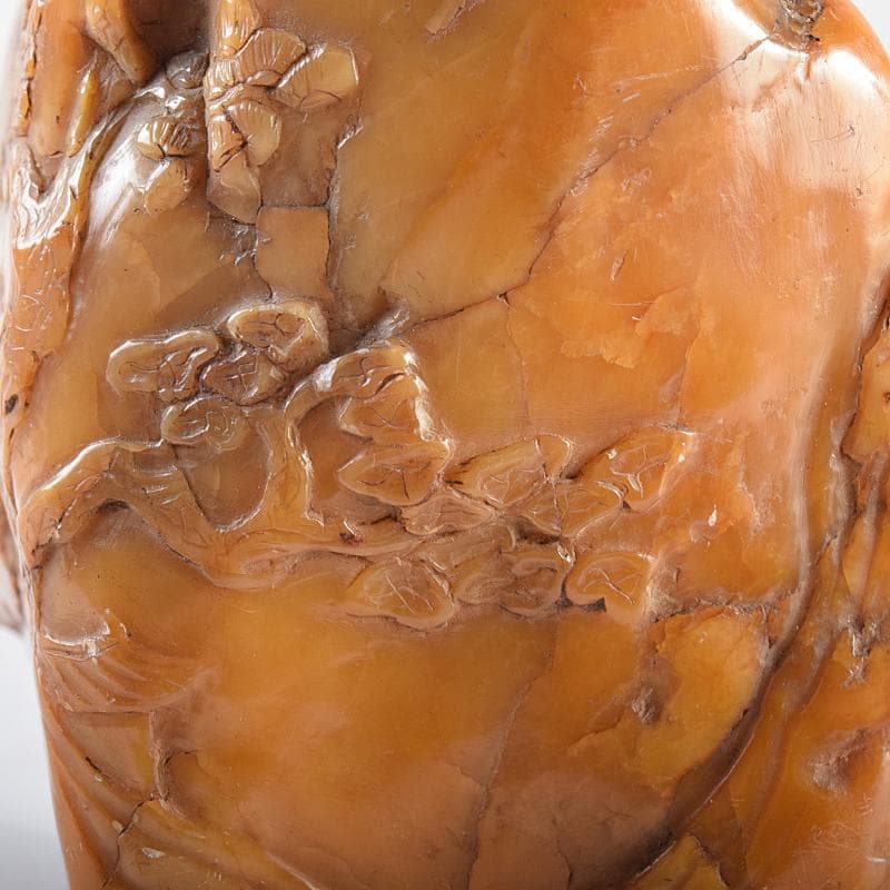 中国　篆刻　玉石田黄石彫刻　山水刻　印材　置物　Y　R8542