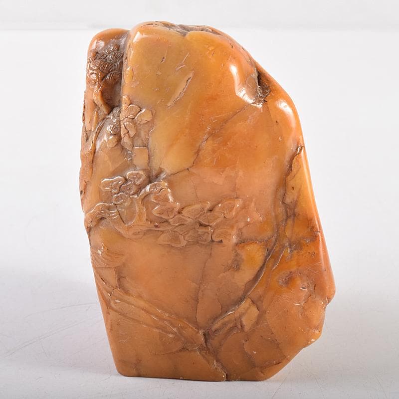 中国　篆刻　玉石田黄石彫刻　山水刻　印材　置物　Y　R8542