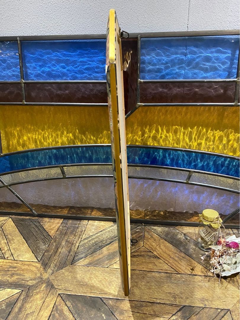 イタリア製 八角形 面取 壁掛けミラー 鏡 アンティーク インテリア 風水