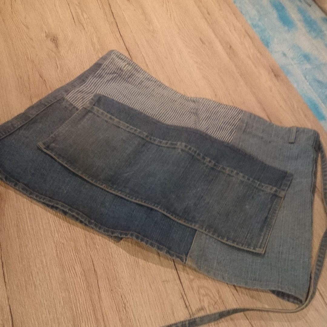 バラ売り可能、6枚セット デニム パッチワーク サロン エプロン