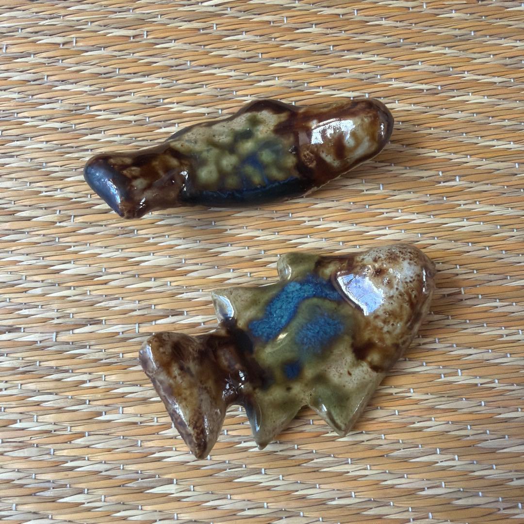 人間国宝 金城次郎 箸置き 魚 2点