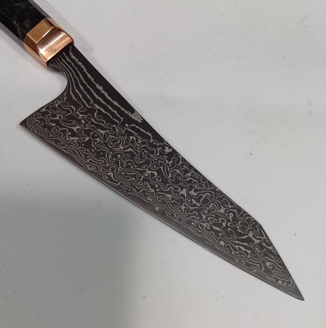 V金10号 ダマスカス67層 牛刀 黒染 切付 捌きペティナイフ 14cm 包丁