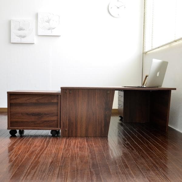 【新品・送料無料】ローデスク3点セット 85cm幅 デスク+ラック+チェスト