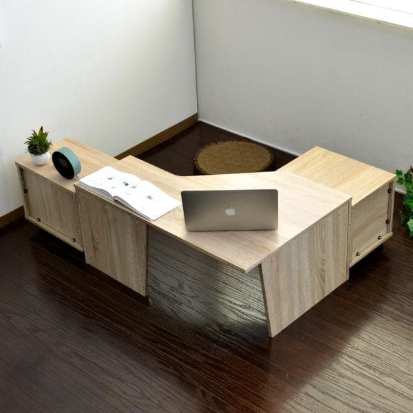 【新品・送料無料】ローデスク3点セット 85cm幅 デスク+ラック+チェスト