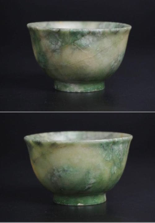 送料無料　発掘品　大変古い緑玉小碗/盃/ぐい呑み径5.4ｃｍ大珍品中国古玩骨董