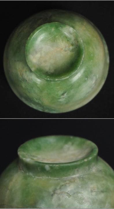 送料無料　発掘品　大変古い緑玉小碗/盃/ぐい呑み径5.4ｃｍ大珍品中国古玩骨董