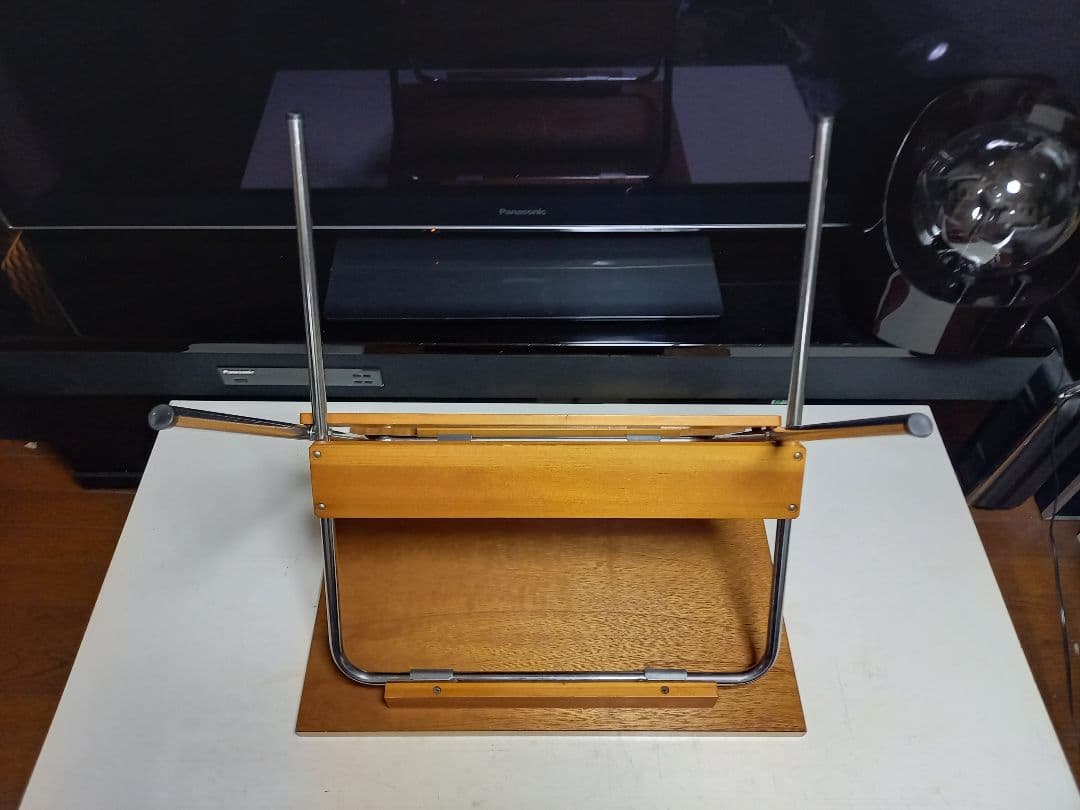 1980's　ミッドセンチュリー　モダン　メタル　ウッド　折り畳み式　テーブル