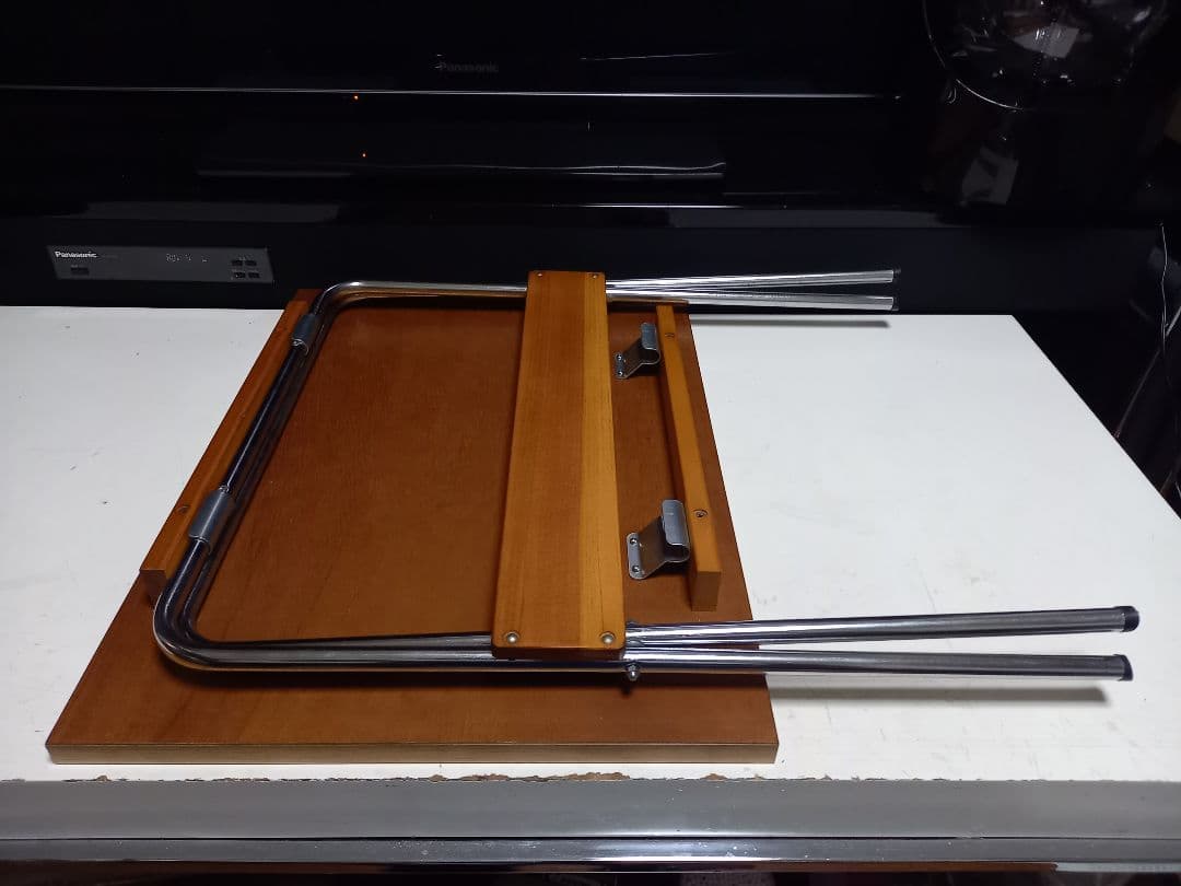 1980's　ミッドセンチュリー　モダン　メタル　ウッド　折り畳み式　テーブル