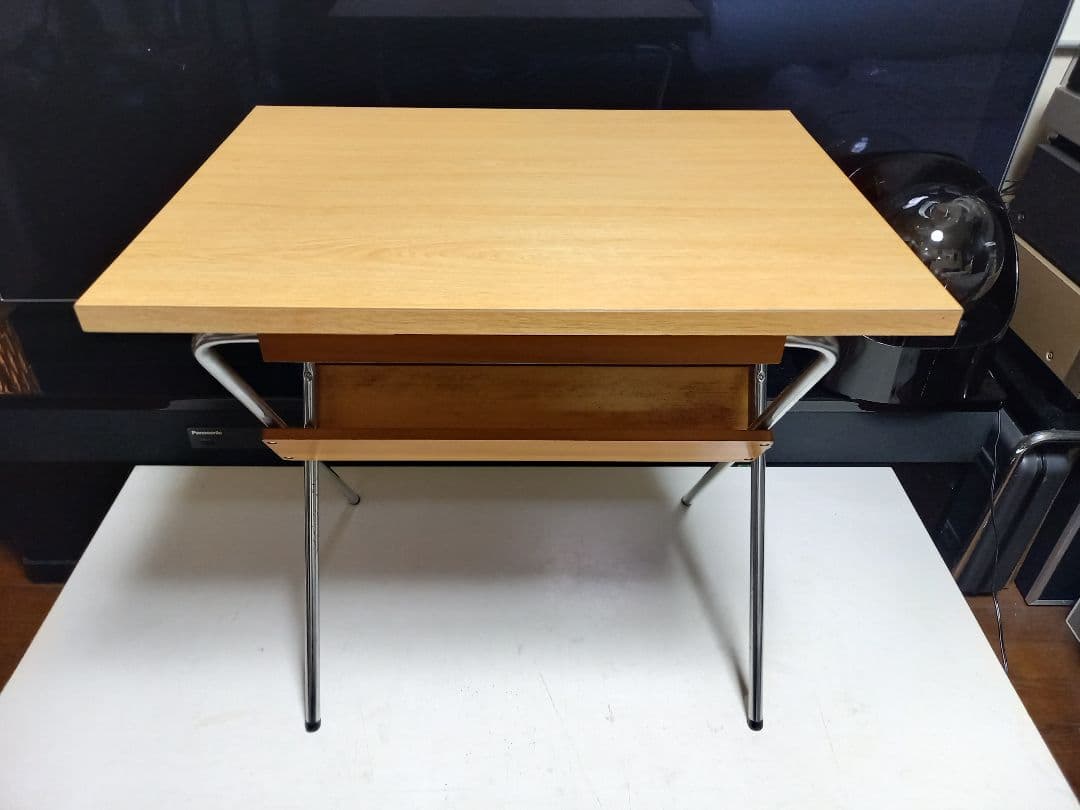 1980's　ミッドセンチュリー　モダン　メタル　ウッド　折り畳み式　テーブル
