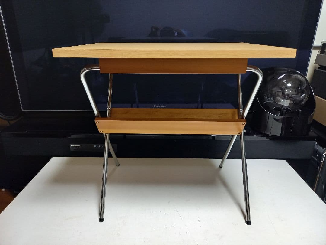 1980's　ミッドセンチュリー　モダン　メタル　ウッド　折り畳み式　テーブル