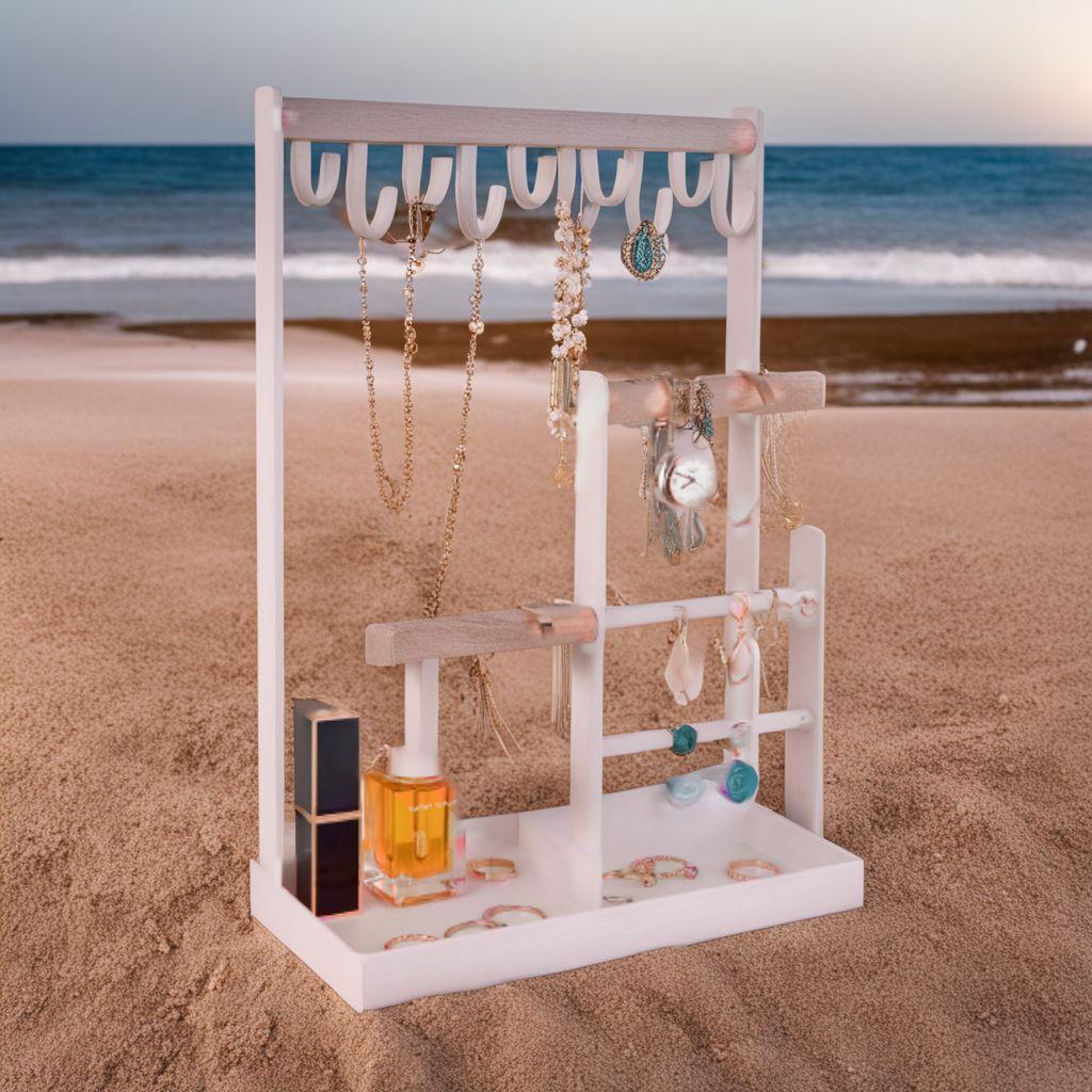 10個フック付き 木製バーアクセサリースタンド