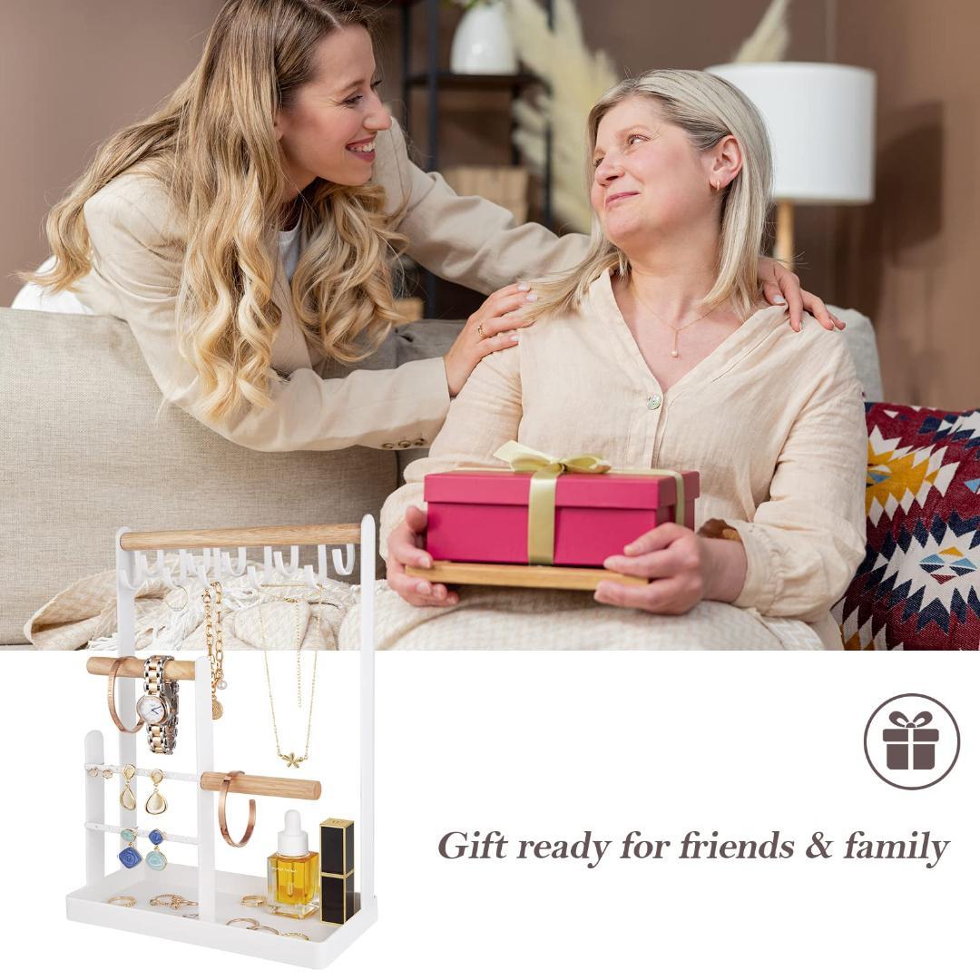 10個フック付き 木製バーアクセサリースタンド