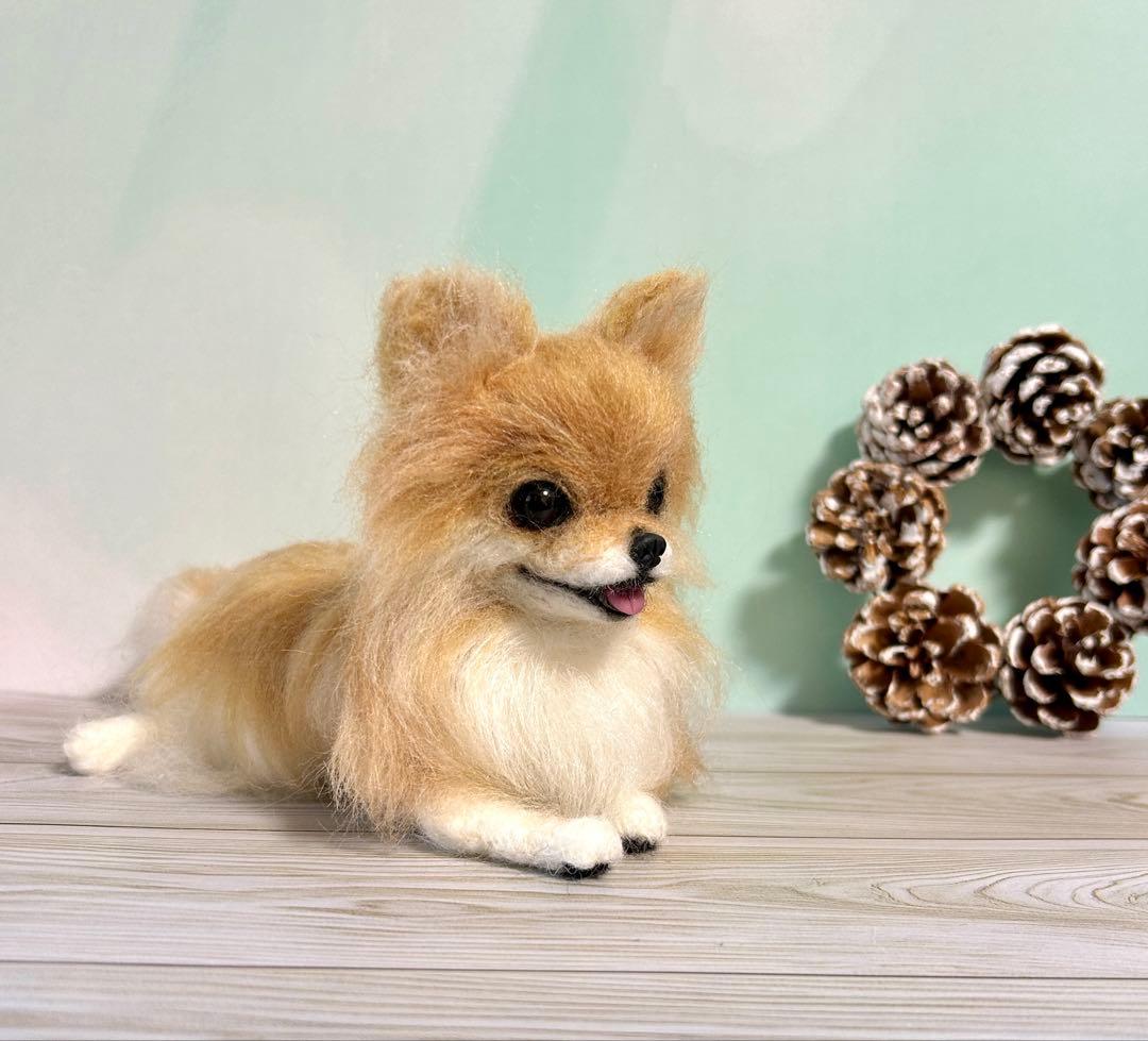 羊毛犬　羊毛フェルト　にこにこチワワちゃん　no 23