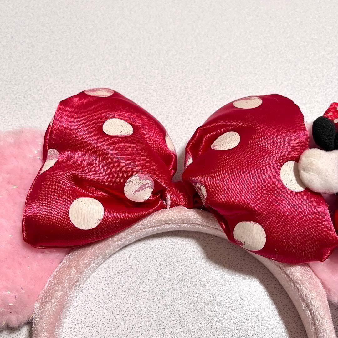 ディズニー ミニー ぬいぐるみ カチューシャ 水玉 ドット ピンク