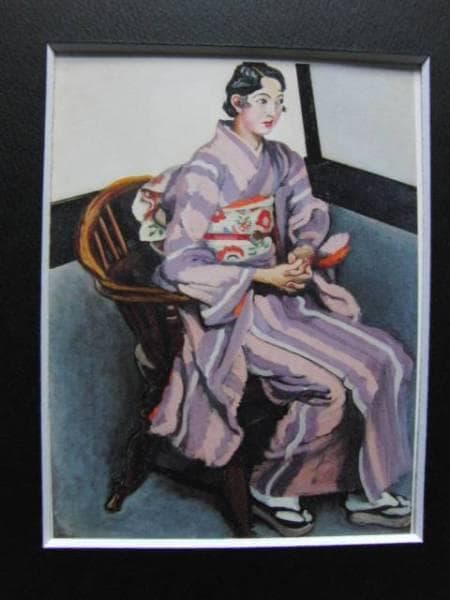 安井曾太郎、【婦人像】、希少画集画、新品高級額・額装付、状態良好