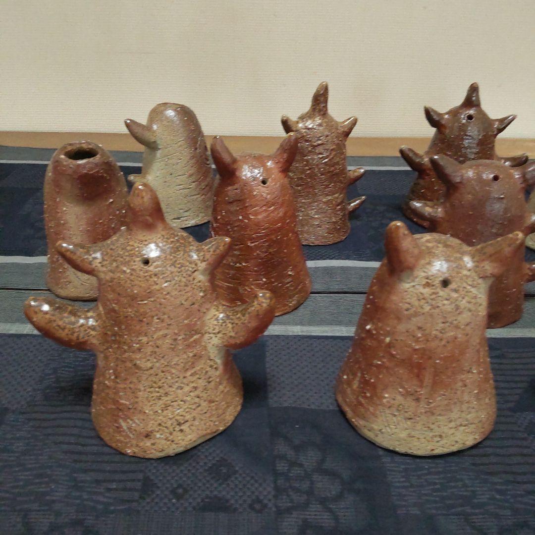 面白い 明かりカバー 11ケ 備前焼