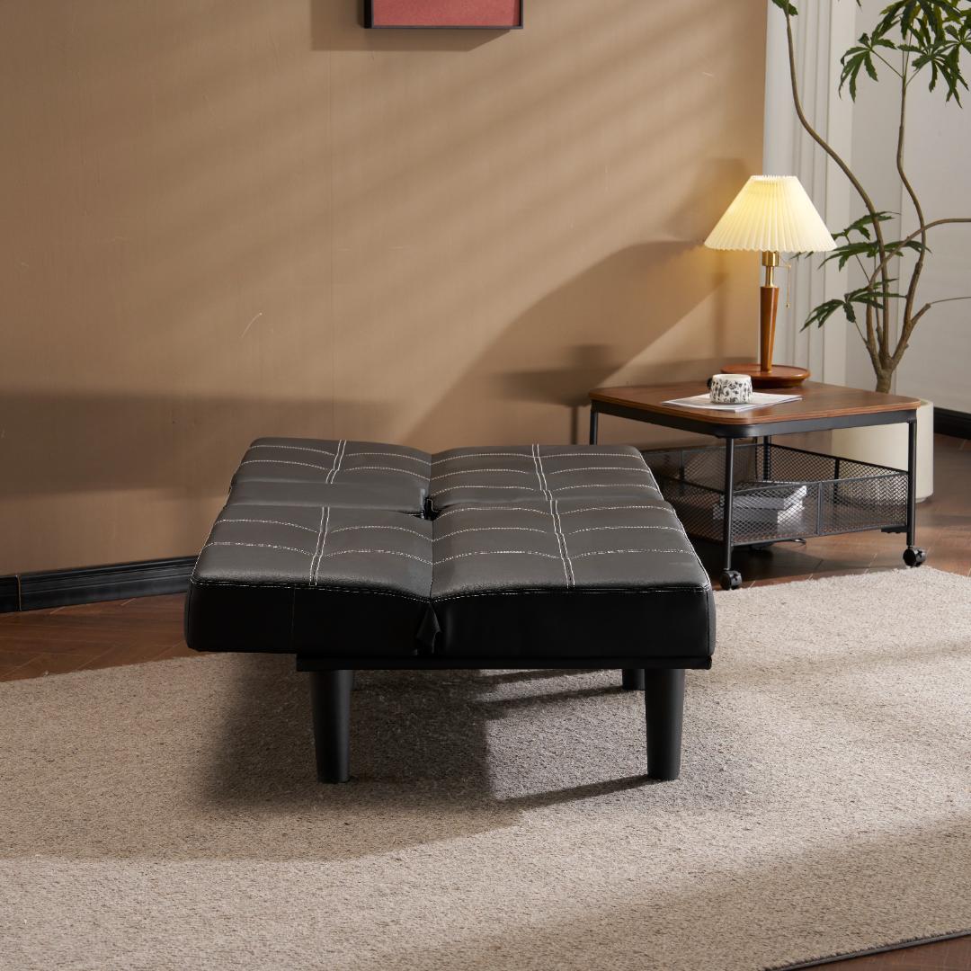 超人気！ソファベッド ソファ ベッド カップホルダー付き 組立て簡単 BLACK