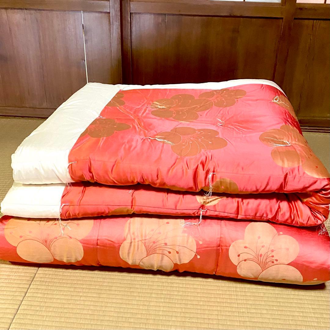 【未使用】日本製　シルク　高級婚礼布団（掛・敷布団セット）絹　真綿　シングル