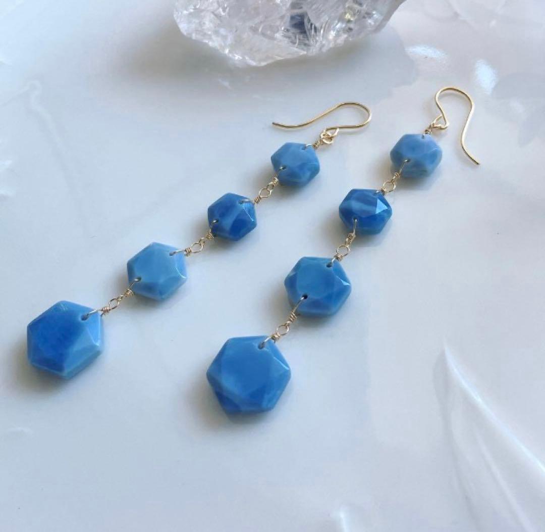 Kaya◆希少✧ティールサファイア フープピアス✧14kgf