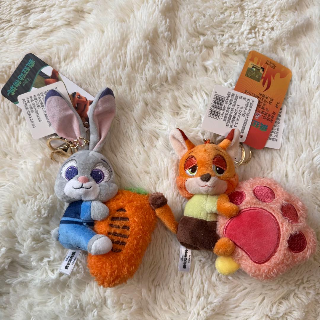 お顔厳選 ズートピア ニック ジュディ マスコットキーホルダーセット