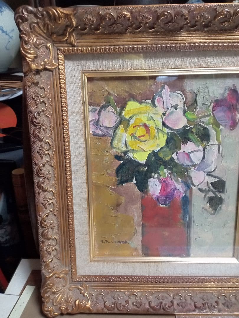 号２６万円作家深谷徹のＦ4号直筆ばらです