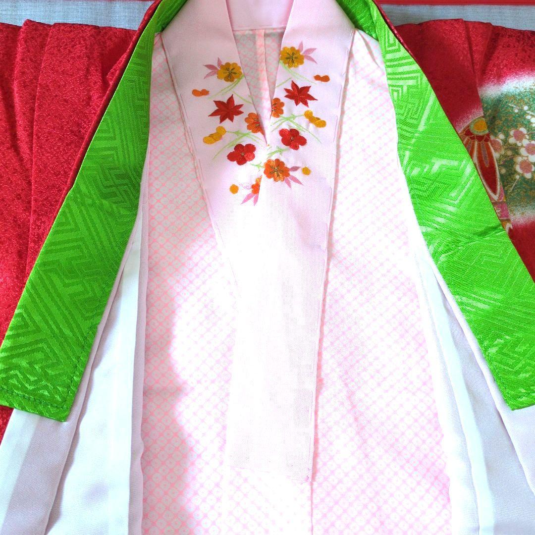 七五三フルセット　七歳　鞠文　美品　金彩加工　正絹他　赤