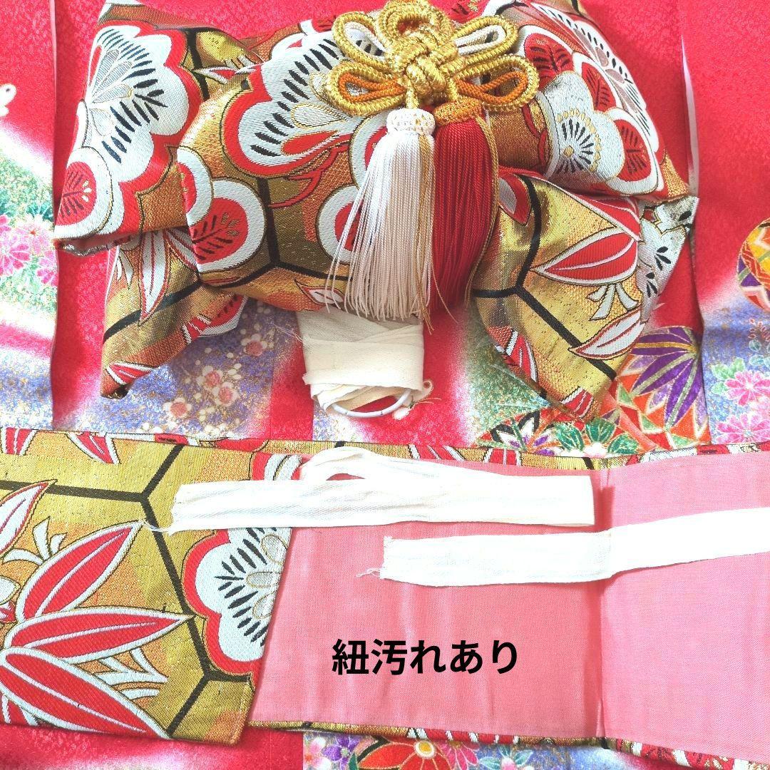 七五三フルセット　七歳　鞠文　美品　金彩加工　正絹他　赤