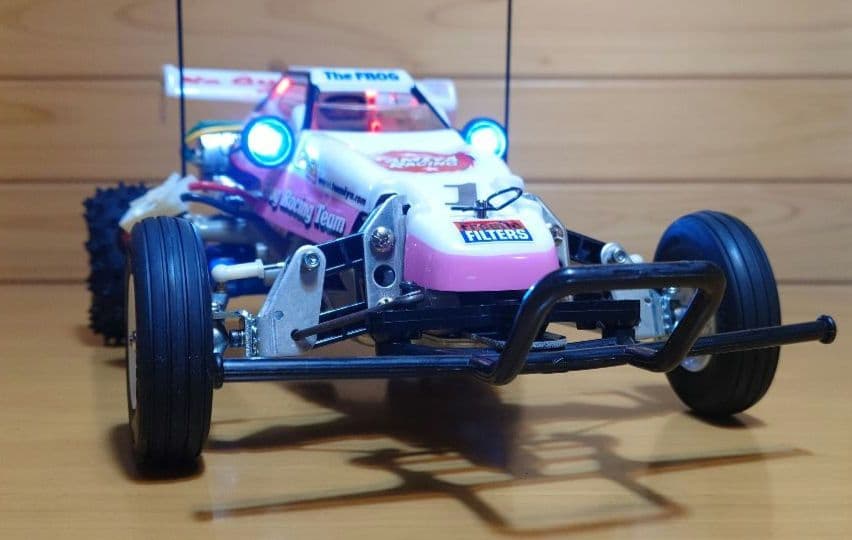 タミヤXBマイティフロッグ前後LEDライト付プロポ付き塗装済み完成品未使用品