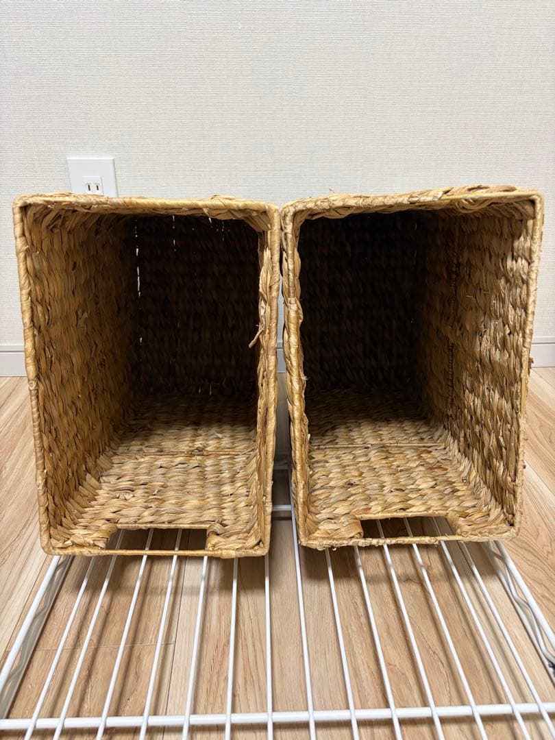 値引き可能！　天然素材 カラー編みバスケット２個