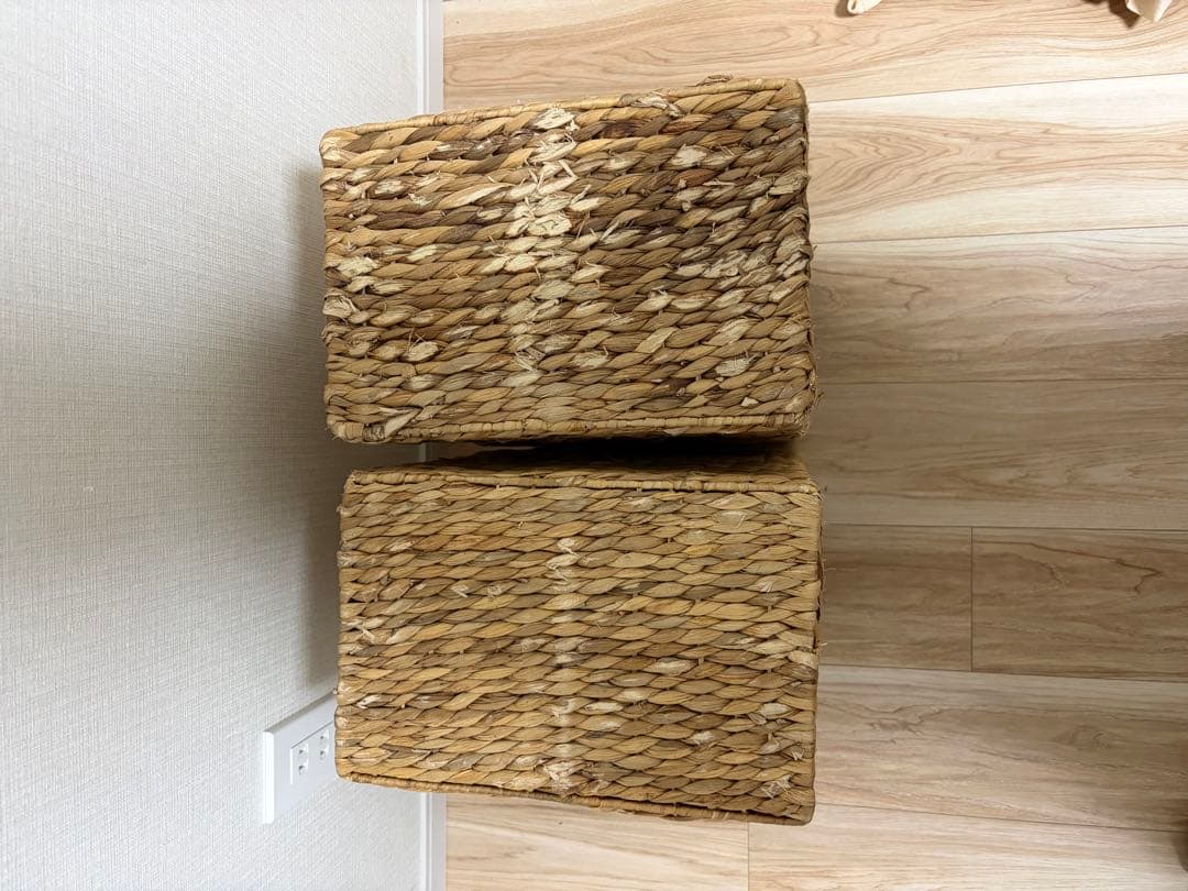 値引き可能！　天然素材 カラー編みバスケット２個