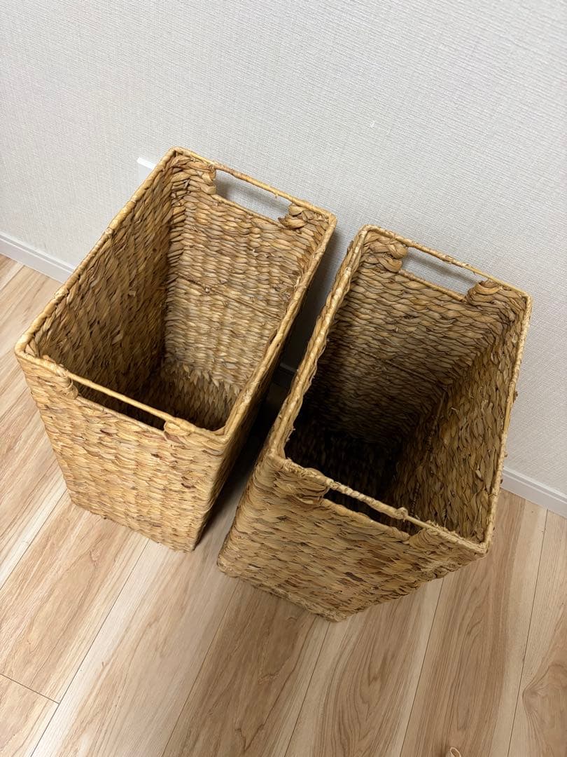 値引き可能！　天然素材 カラー編みバスケット２個