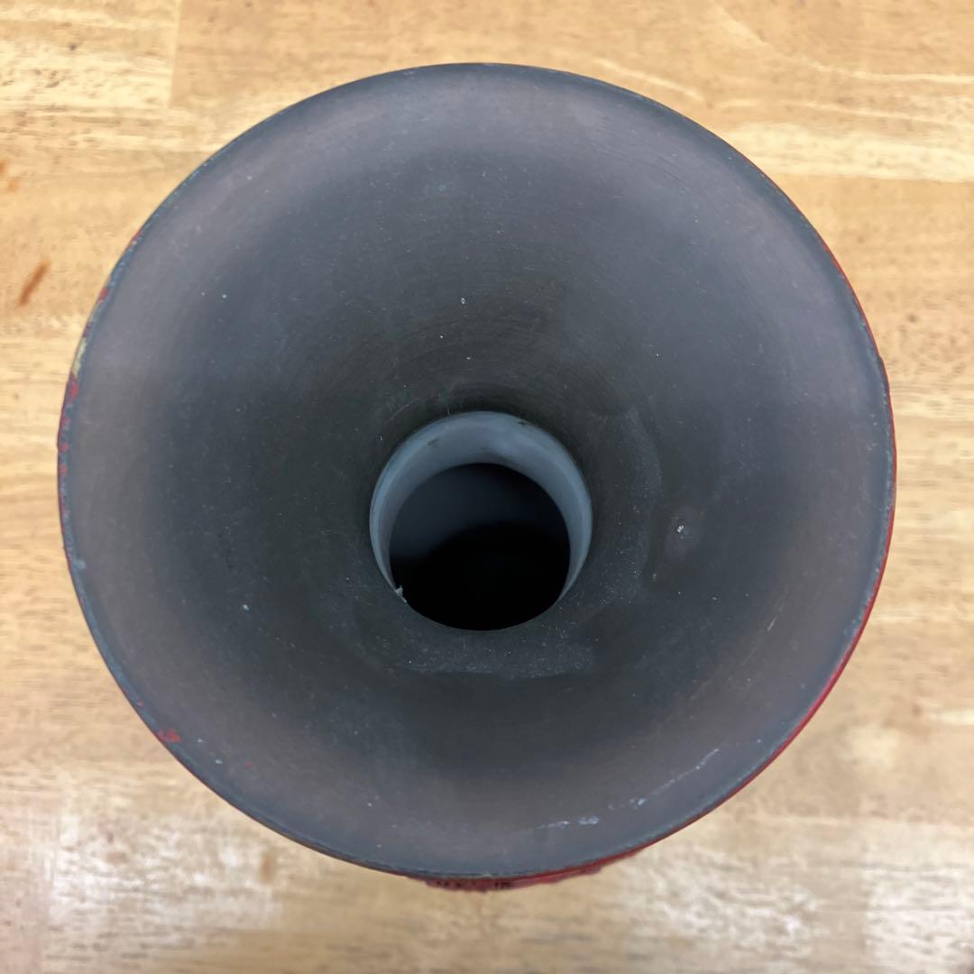 中国美術工芸品 骨董品 堆朱 龍 竜 花 彫刻 赤壺 壺 飾り壺 花器 花瓶