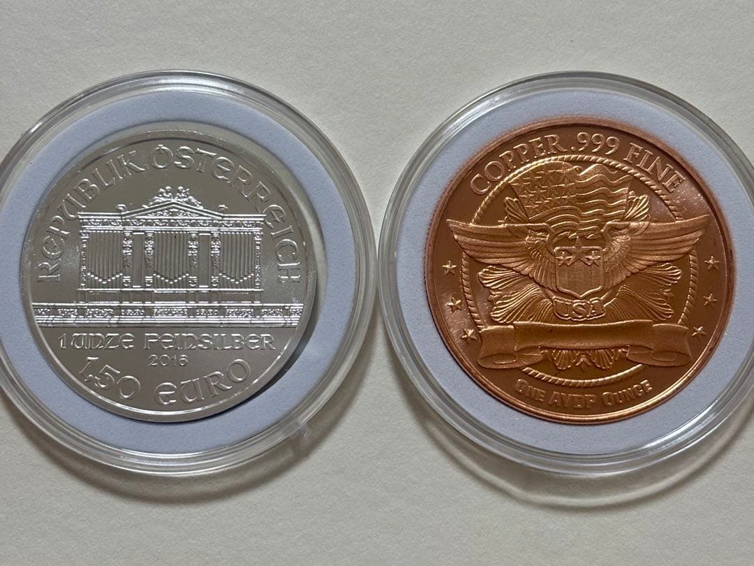 ウィーン・フィル2016年1.5ユーロ1オンス銀貨/自由の女神・銅貨（新品）