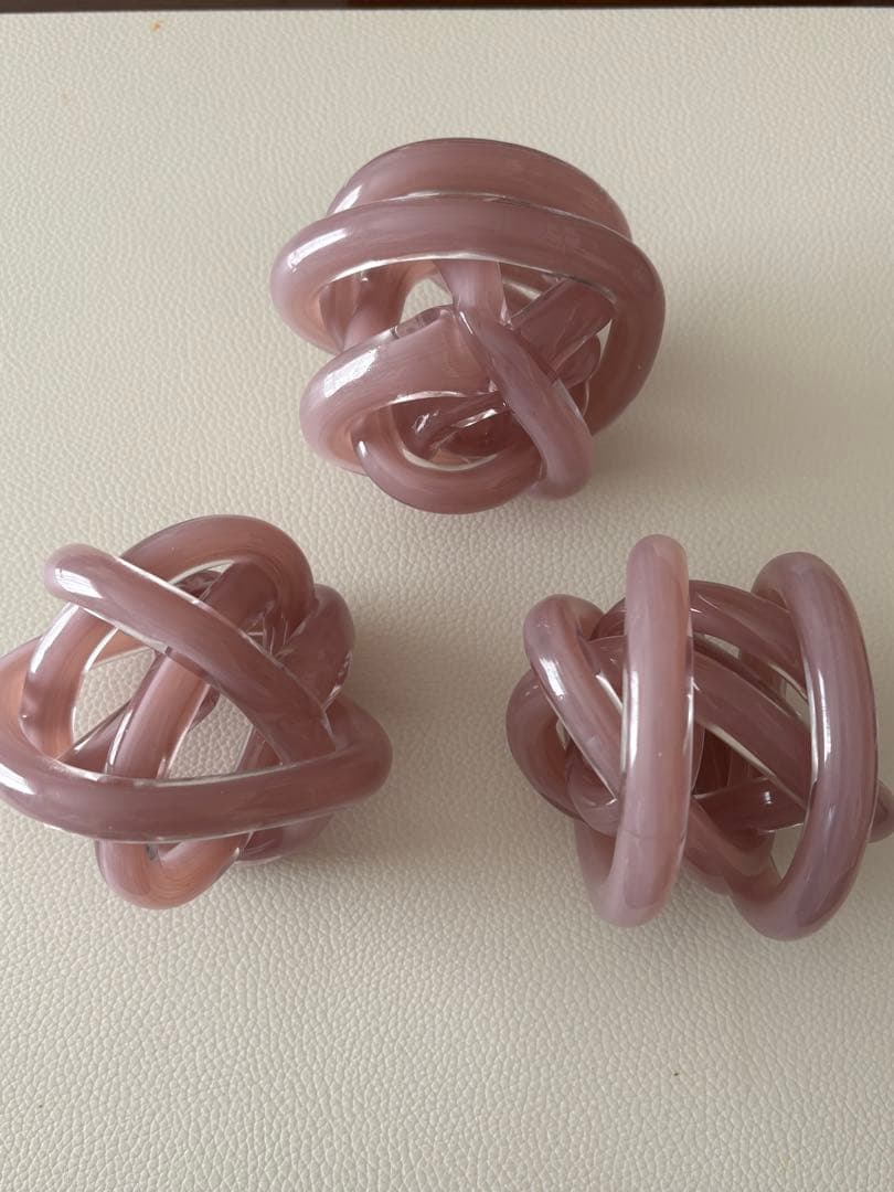 Hsi Chen♧ガラスオブジェ　アイボリー3個＆ピンク 3個♧インテリア