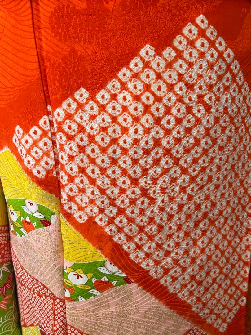 7歳　七五三　正絹着物　絞り　帯　帯揚げ　帯締め　しごき　セット