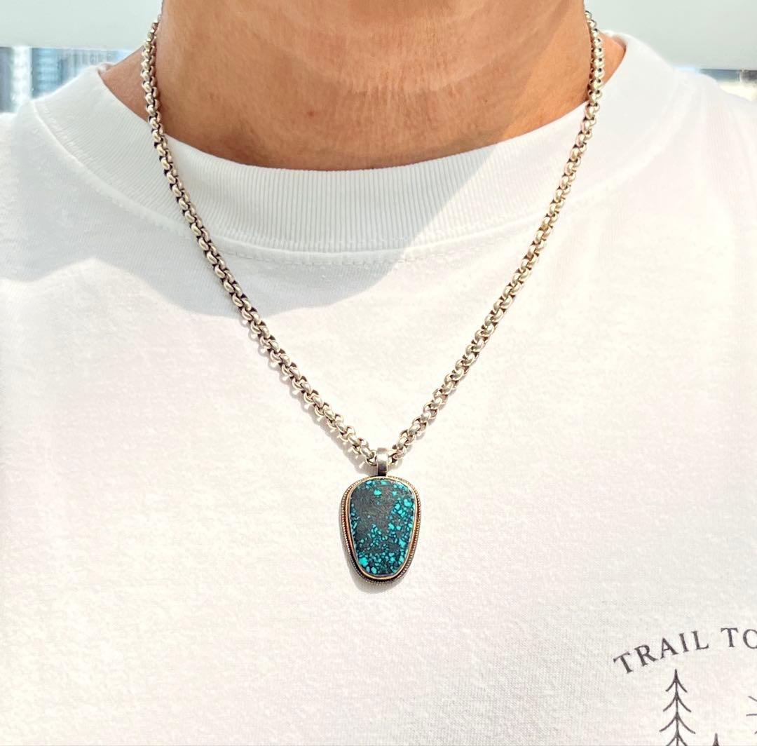 Lander Blue（ランダーブルー）ターコイズ フクリン18金ペンダント