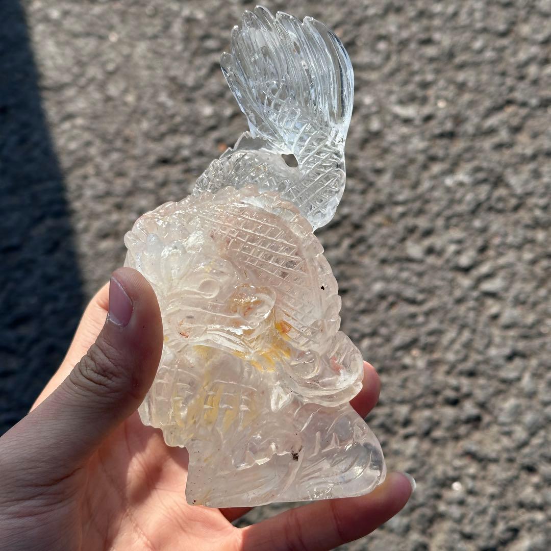 天然石水晶の龍　置物　ご購入前に在庫確認必要G.277