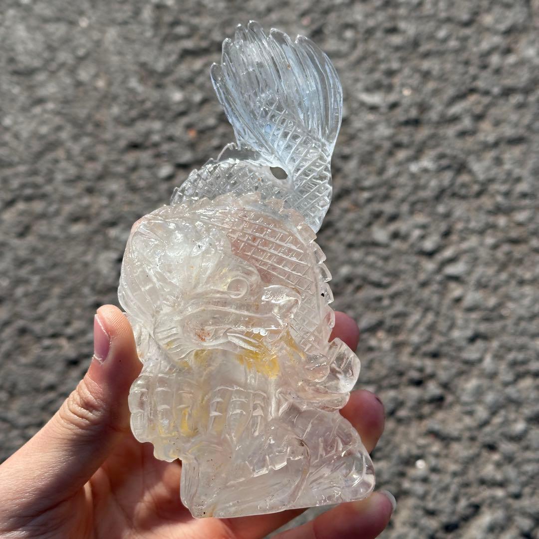 天然石水晶の龍　置物　ご購入前に在庫確認必要G.277