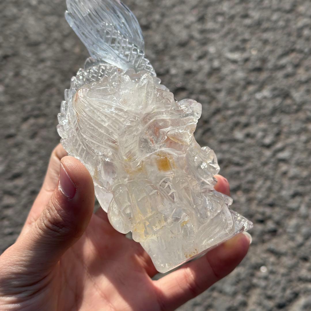 天然石水晶の龍　置物　ご購入前に在庫確認必要G.277