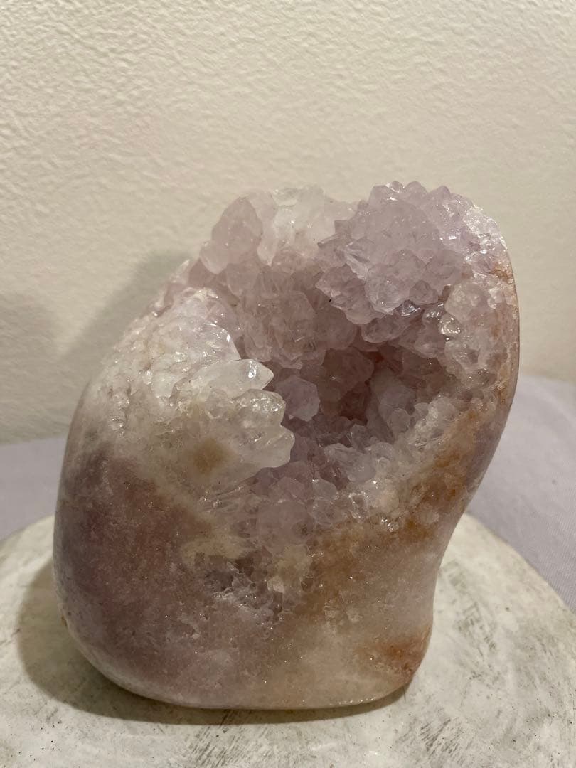 【希少】ピンクアメジストフリーフォーム　ジオード天然石置物　ブラジル 818g