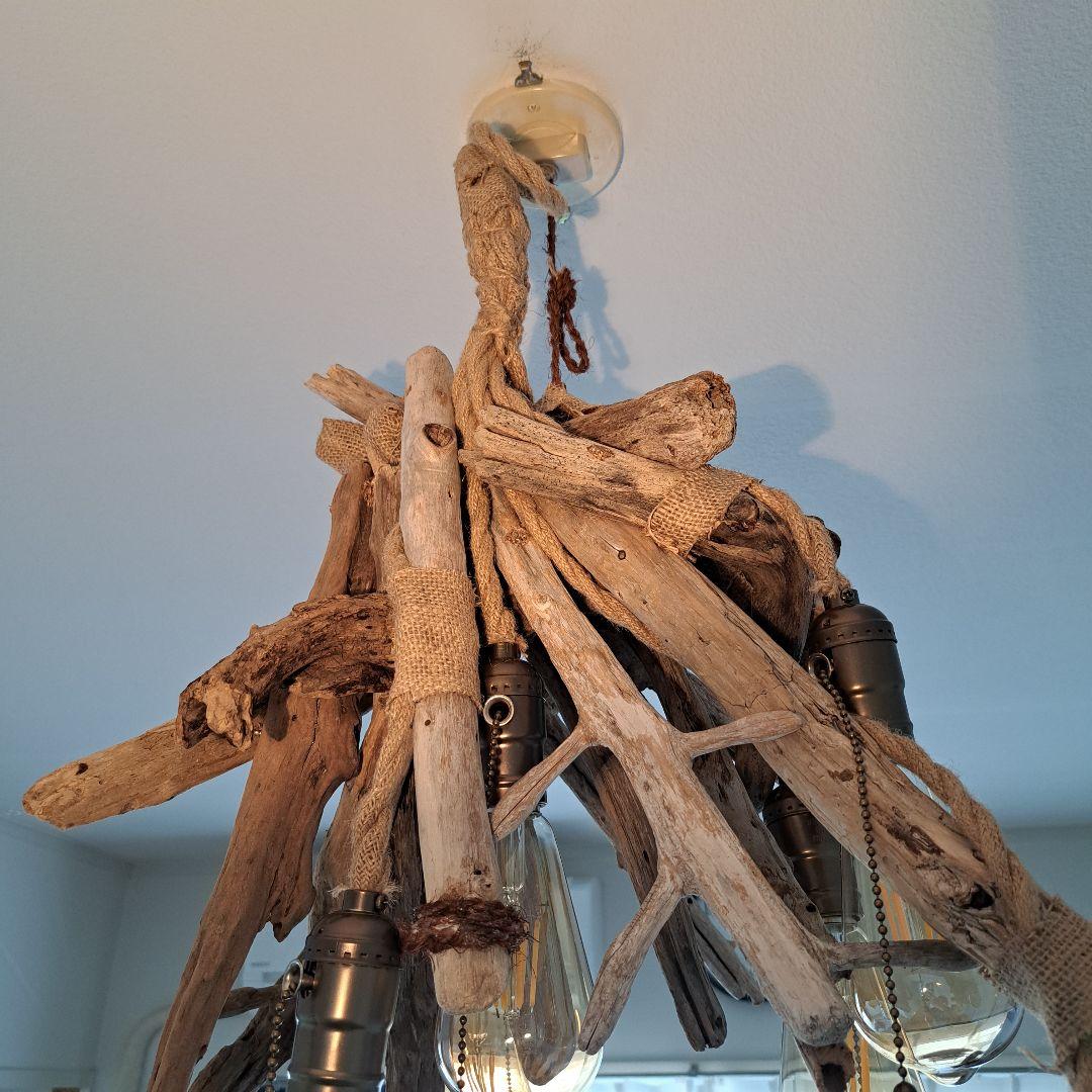 流木インテリア　6灯ペンダント　エジソン球付　ヴィンテージソケット　6〜10帖