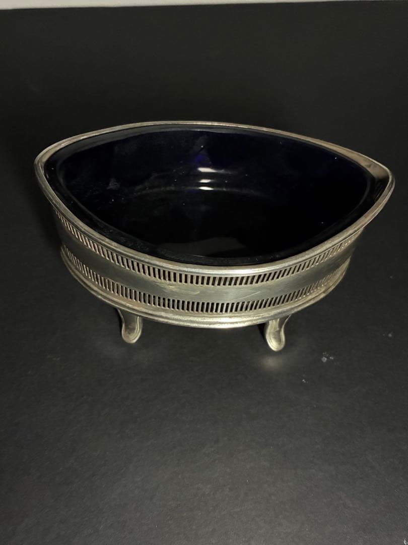 1836年 英国シェフィールド 純銀ソルトセラーウィリアム4世期コバルト