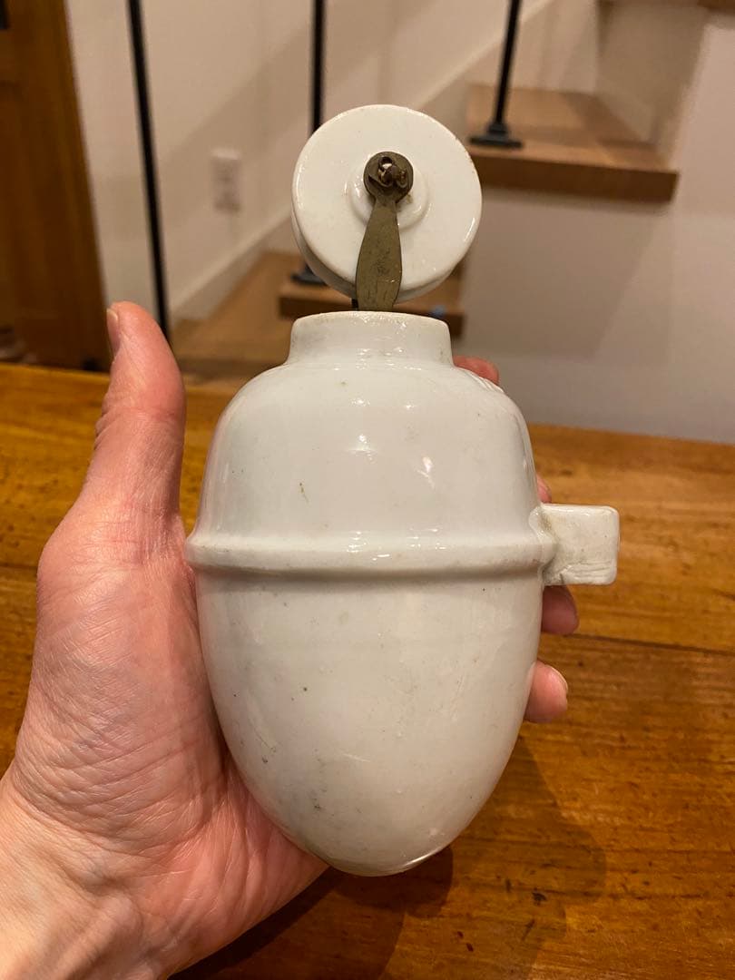 ⑦アンティーク　陶器　ペンダントライト滑車　バランサー　昇降機　照明器具