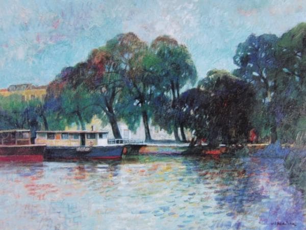 橋本博英、春霞眺望、希少な額装用画集より、美品、新品額装付