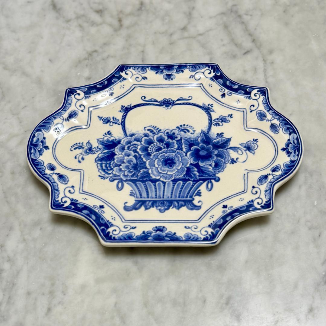 Royal Delft ロイヤル・デルフト】 デルフト焼 花籠文様プレート