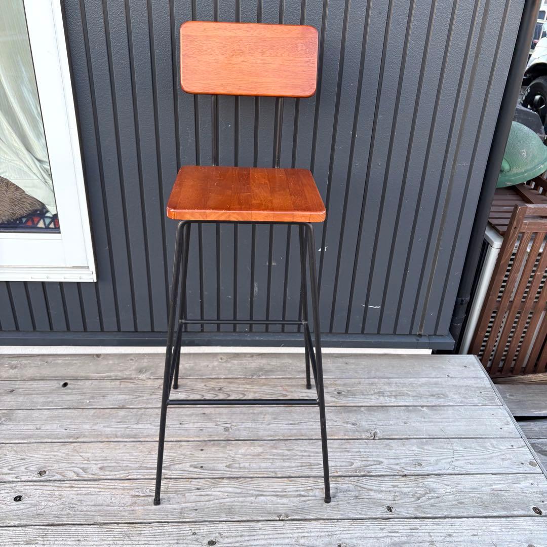 北欧レトロ 木製×アイアン ハイチェア カウンターチェア インダストリアル