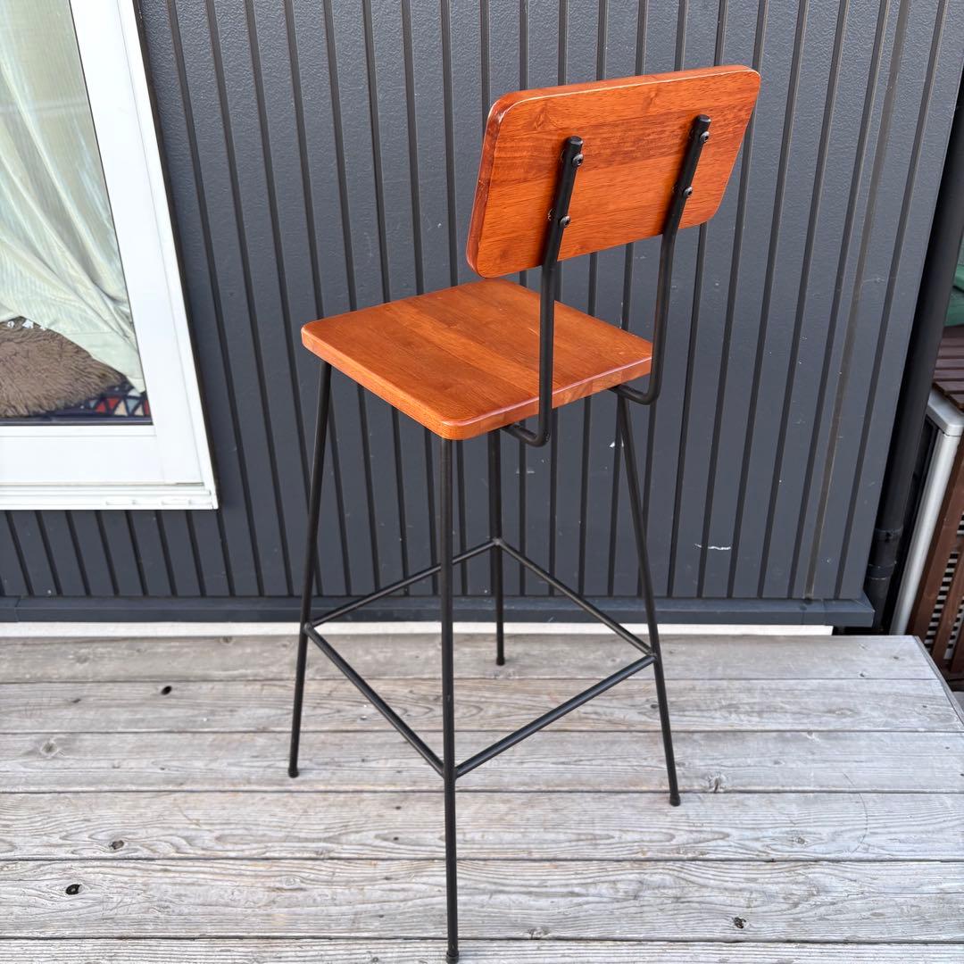 北欧レトロ 木製×アイアン ハイチェア カウンターチェア インダストリアル