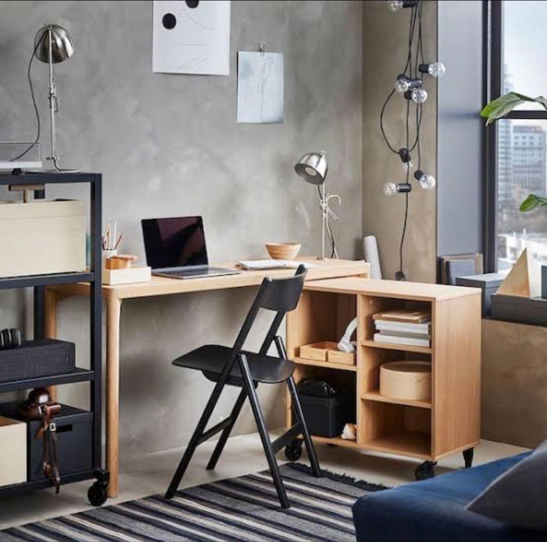 IKEA 廃盤 黒い折りたたみ椅子 2脚セット