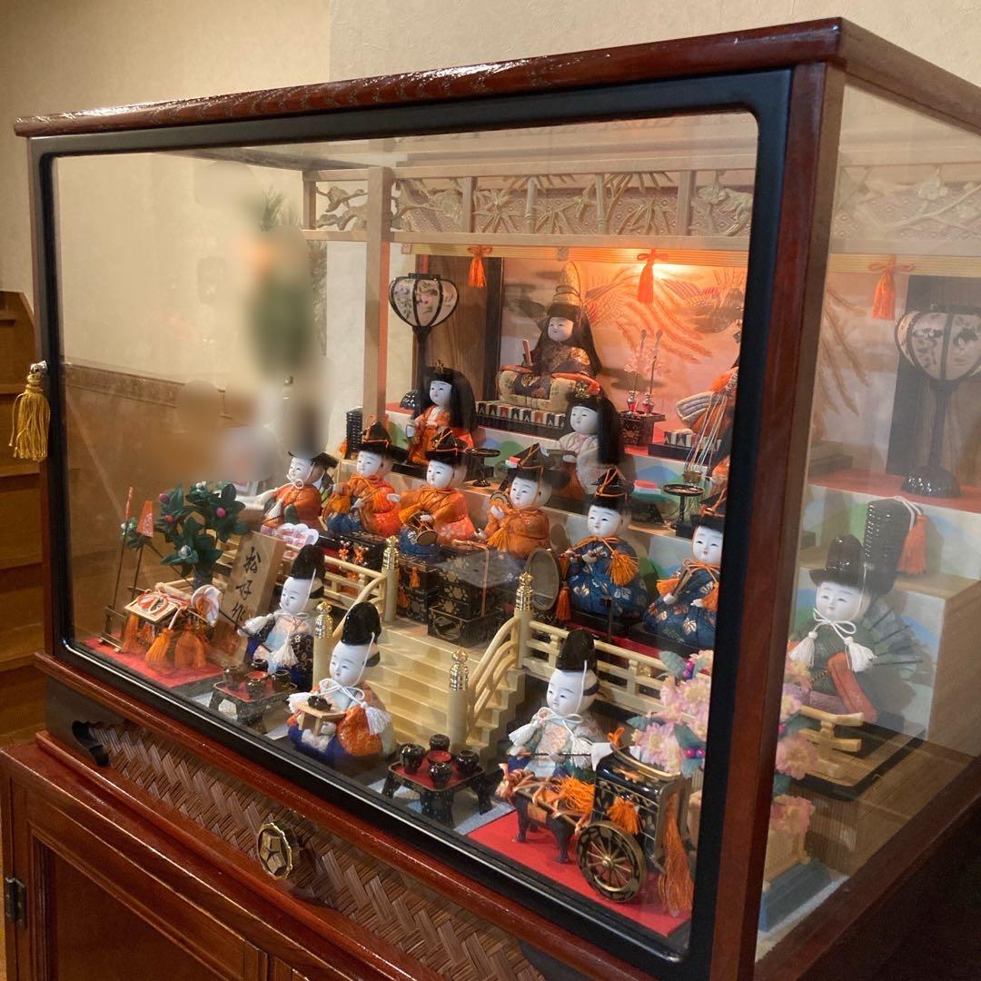 雛人形 15人 ガラスケース付き オルゴール付き - メルカリ