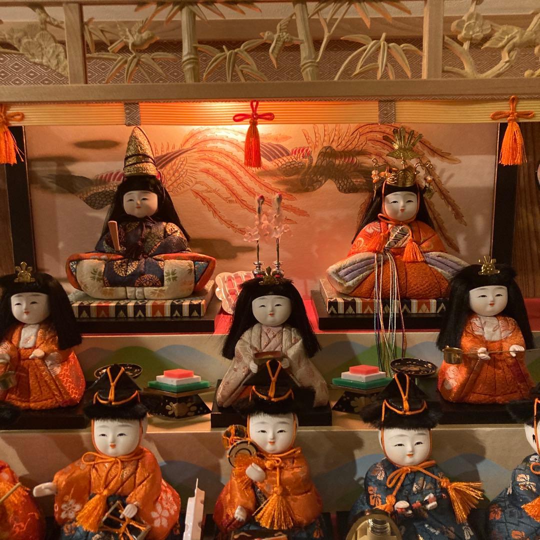 雛人形 15人 ガラスケース付き オルゴール付き - メルカリ